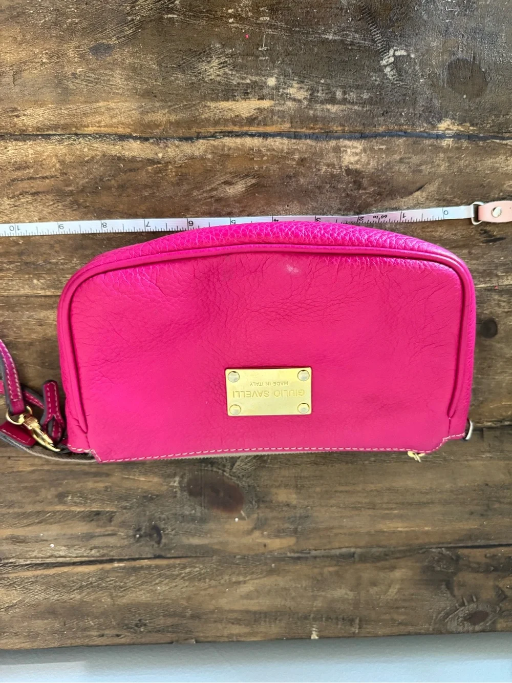 Giulio Savelli genuine leather pink purse, crossbody or wristlet made in Italy